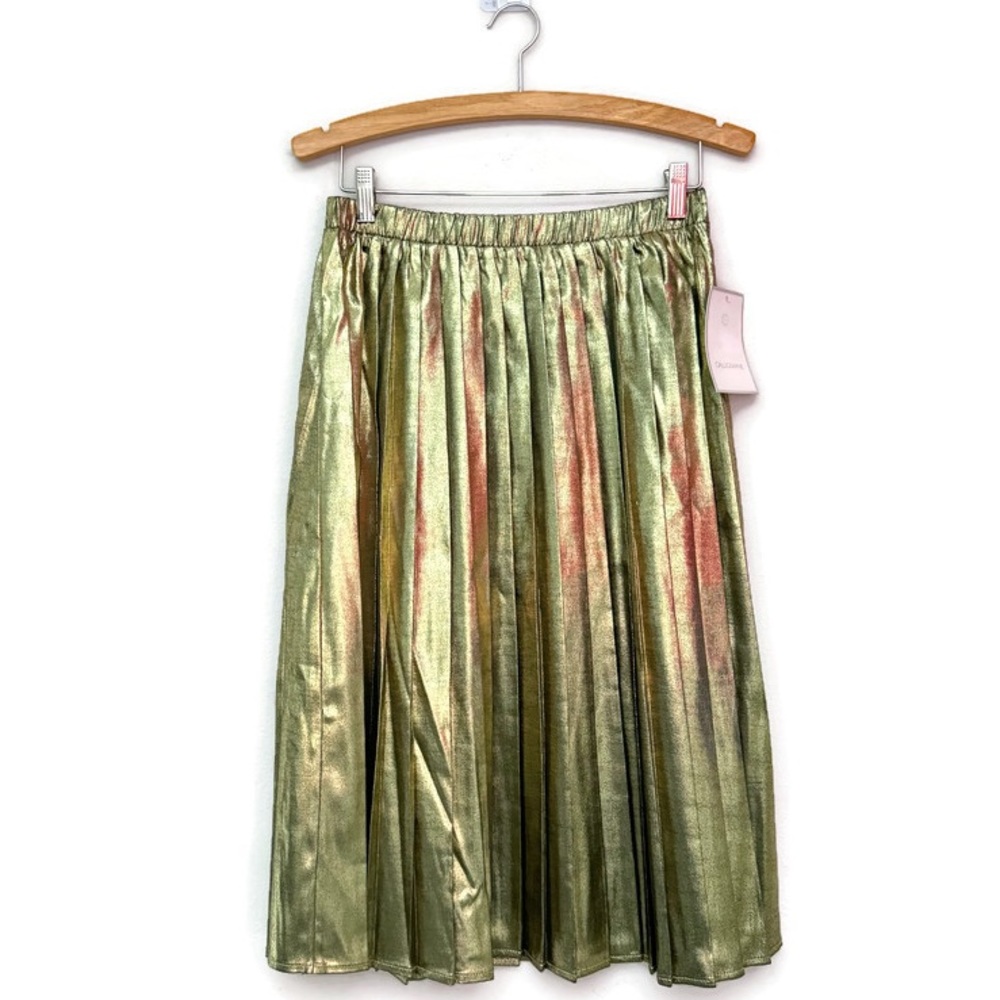 Metallic Gold/ Green Midi Skirt Medium NWT. NEW